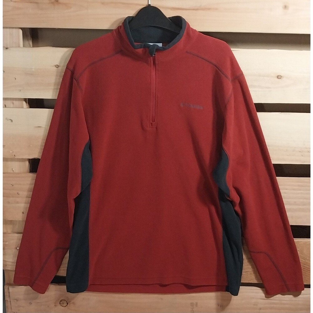 Columbia Fleece Sweater Men Medium 1/4 Zip Pullover Lightweight Outdoor Burgundy